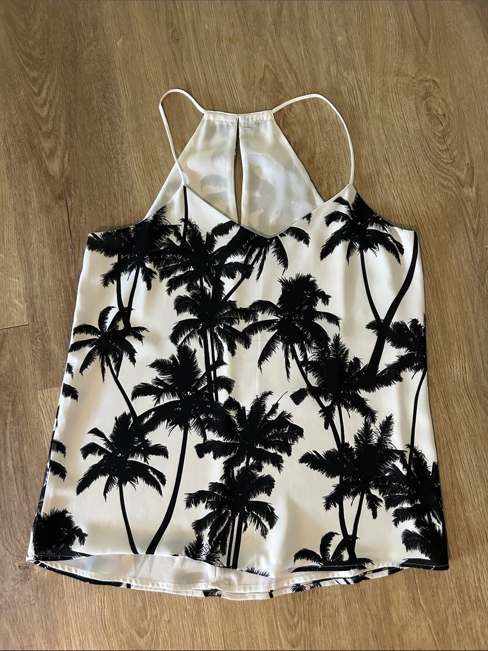 Express Black & White Palm Print Halter Camisole